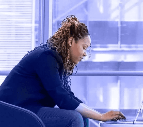 Person working on a laptop
