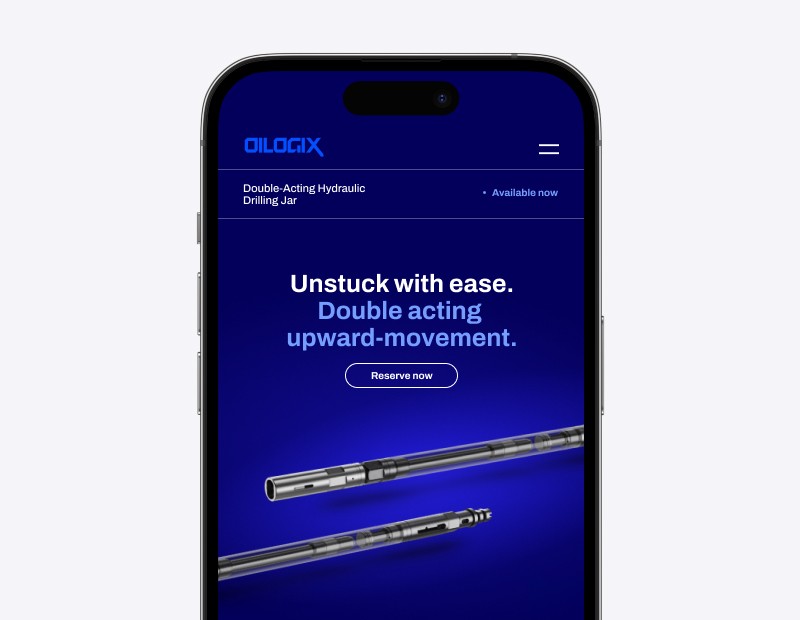 Oilogix app showing a double-acting hydraulic drilling jar available to reserve